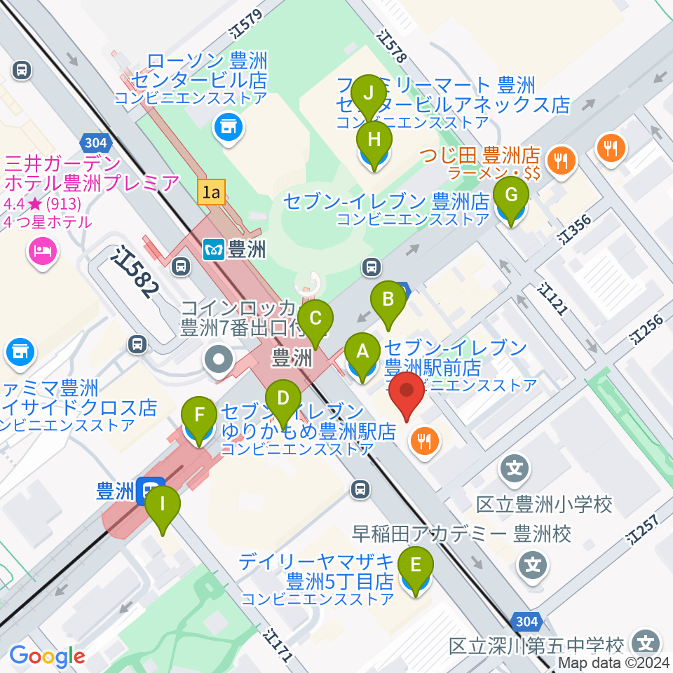 Re-music とよす音楽教室周辺のコンビニエンスストア一覧地図