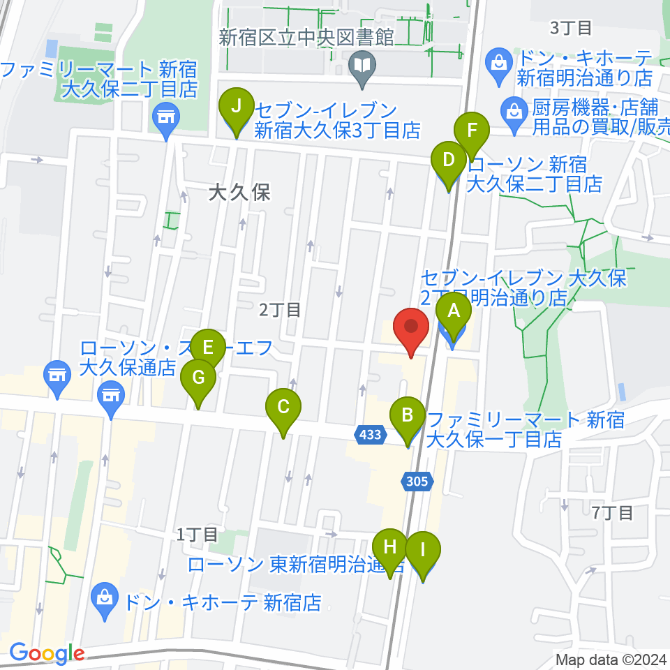 新宿Cat's hole周辺のコンビニエンスストア一覧地図