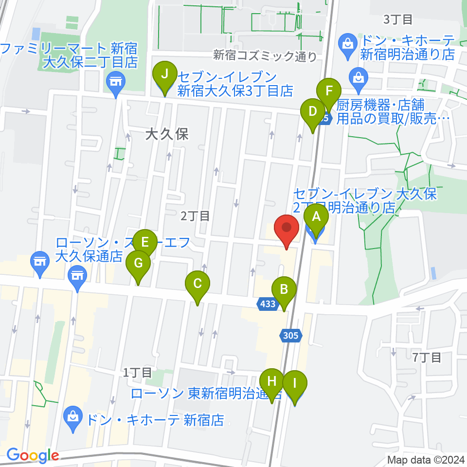 新宿Cat's hole周辺のコンビニエンスストア一覧地図