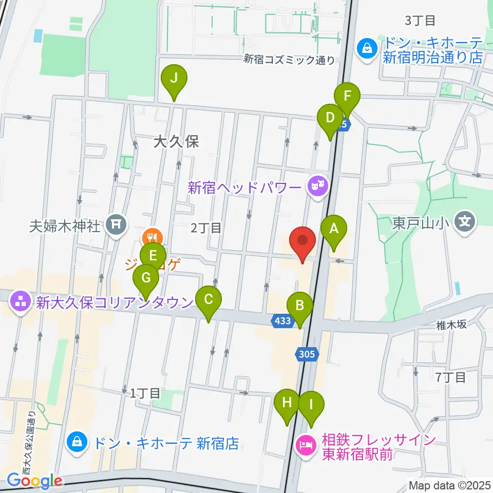 新宿Cat's hole周辺のコンビニエンスストア一覧地図