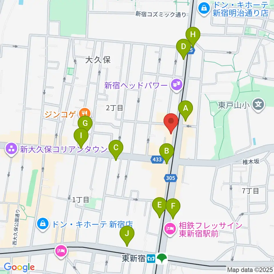 新宿グラムシュタイン周辺のコンビニエンスストア一覧地図