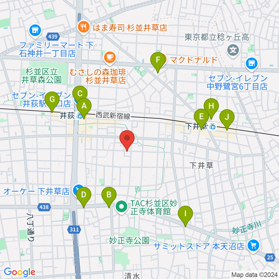 n.a.m.周辺のコンビニエンスストア一覧地図