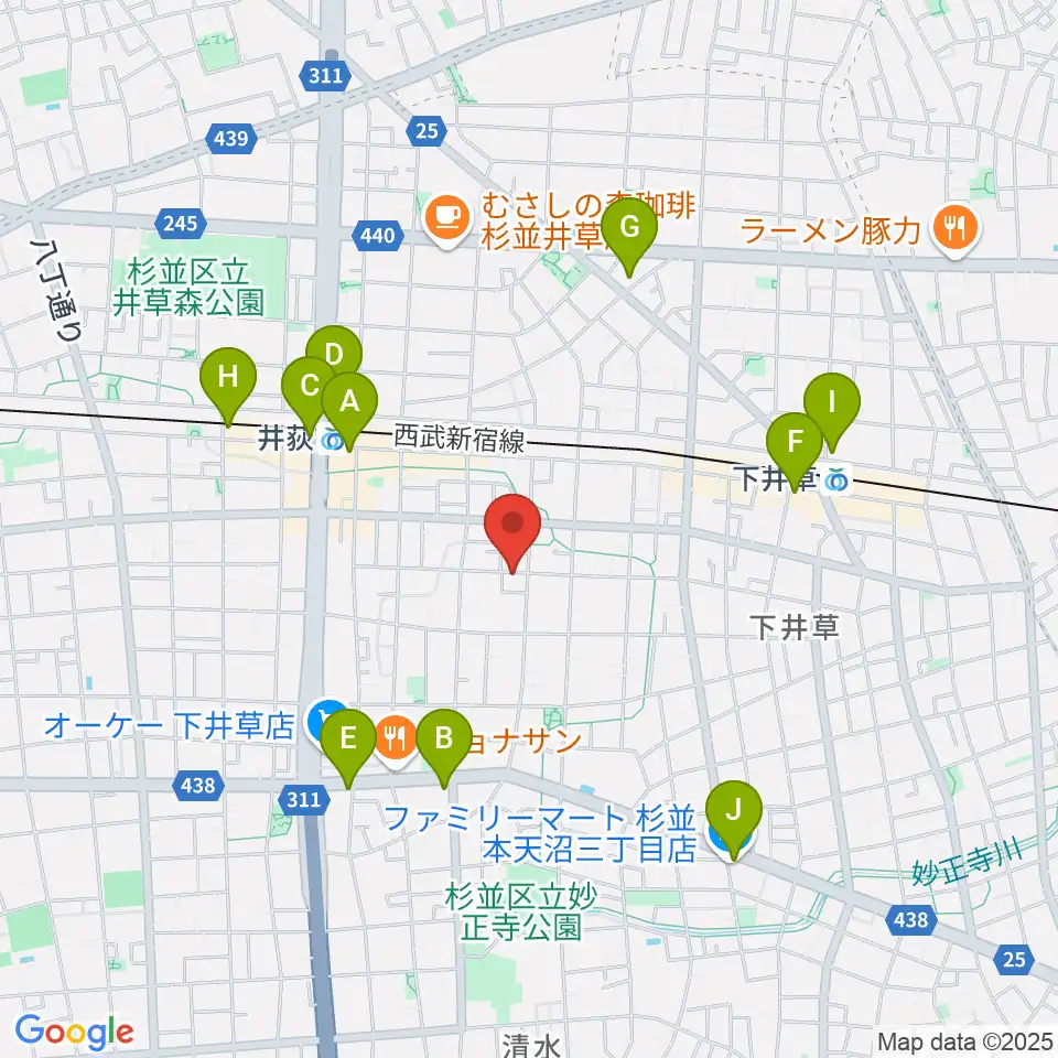 n.a.m.周辺のコンビニエンスストア一覧地図
