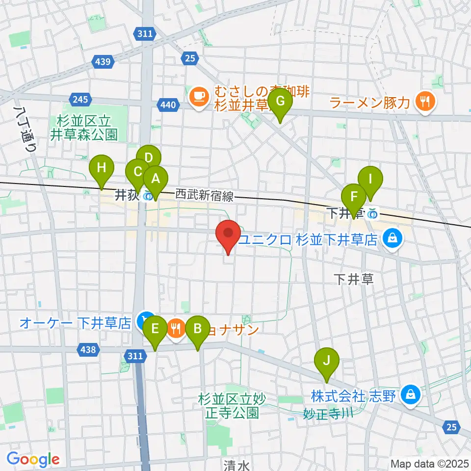 n.a.m.周辺のコンビニエンスストア一覧地図