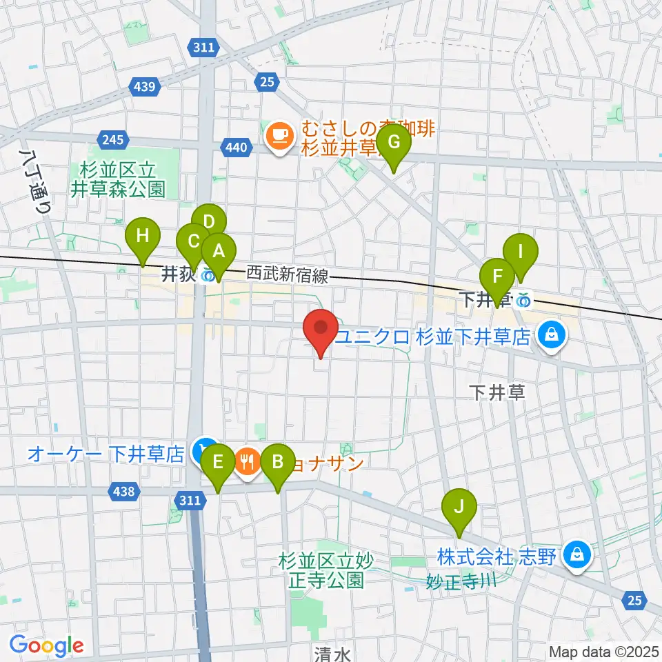 n.a.m.周辺のコンビニエンスストア一覧地図