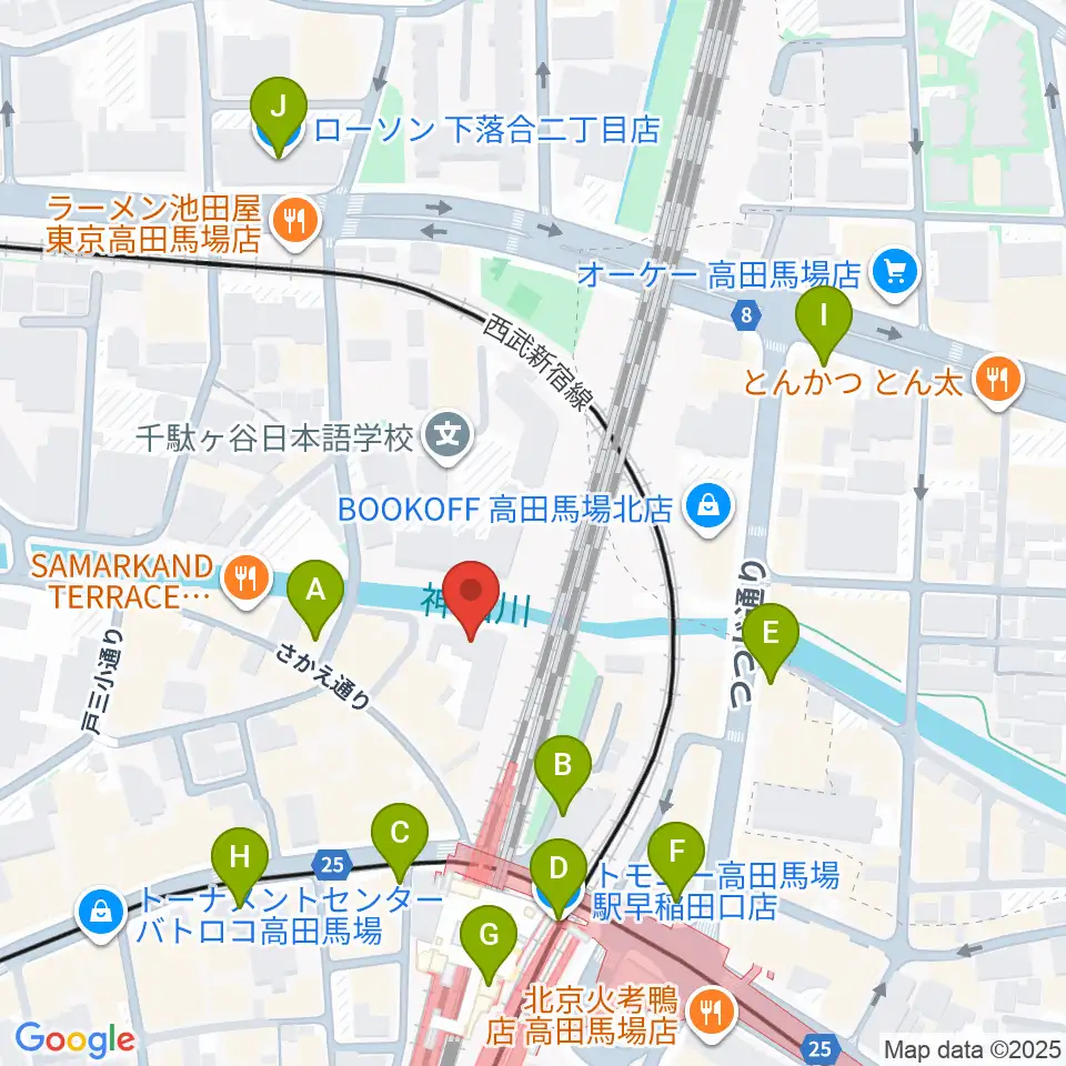 ペペタスギター教室 高田馬場教室周辺のコンビニエンスストア一覧地図