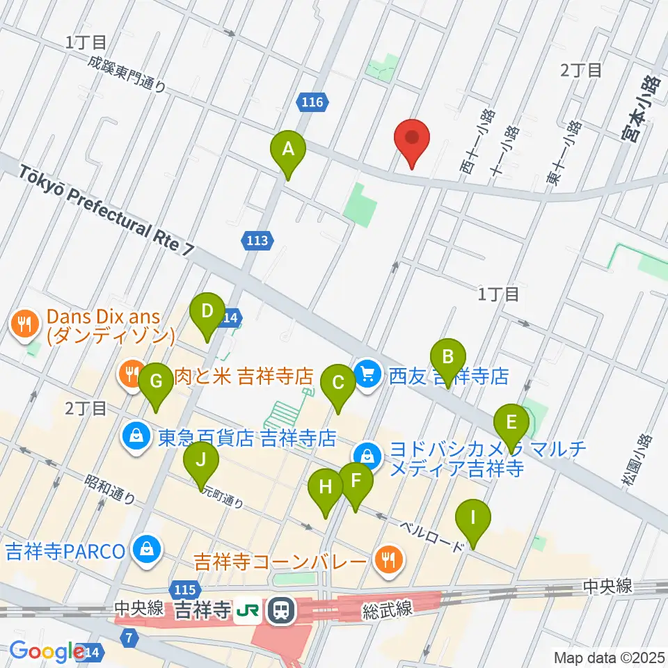スズキ・メソード吉祥寺センター周辺のコンビニエンスストア一覧地図