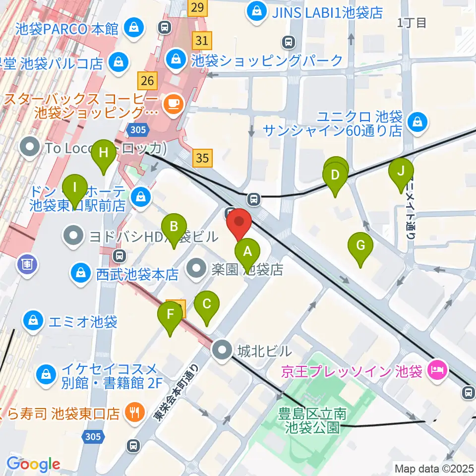 IMC池袋音楽学院周辺のコンビニエンスストア一覧地図