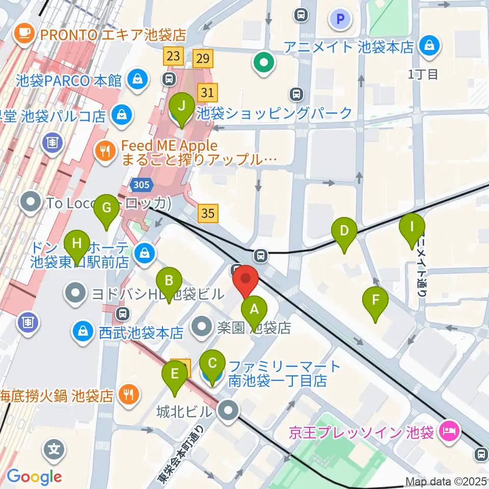 IMC池袋音楽学院周辺のコンビニエンスストア一覧地図