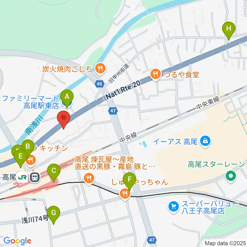 高尾みどり館 音楽教室周辺のコンビニエンスストア一覧地図