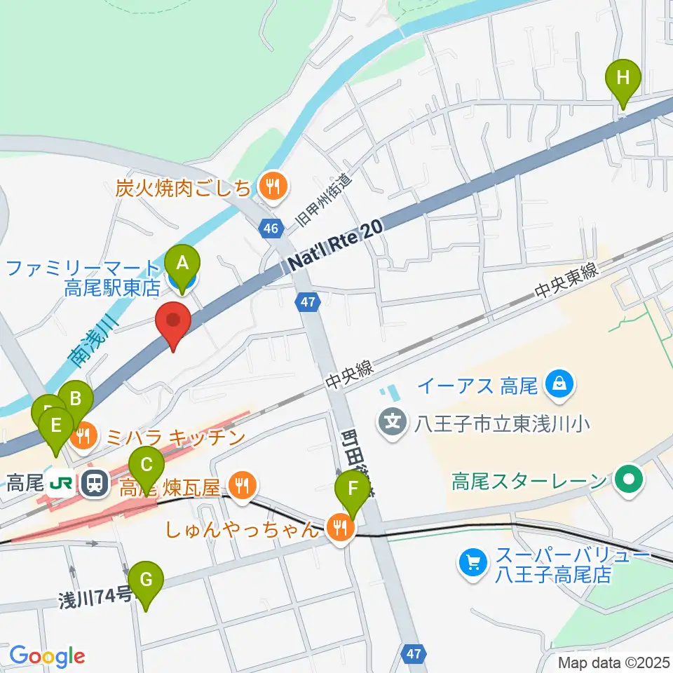 高尾みどり館 音楽教室周辺のコンビニエンスストア一覧地図