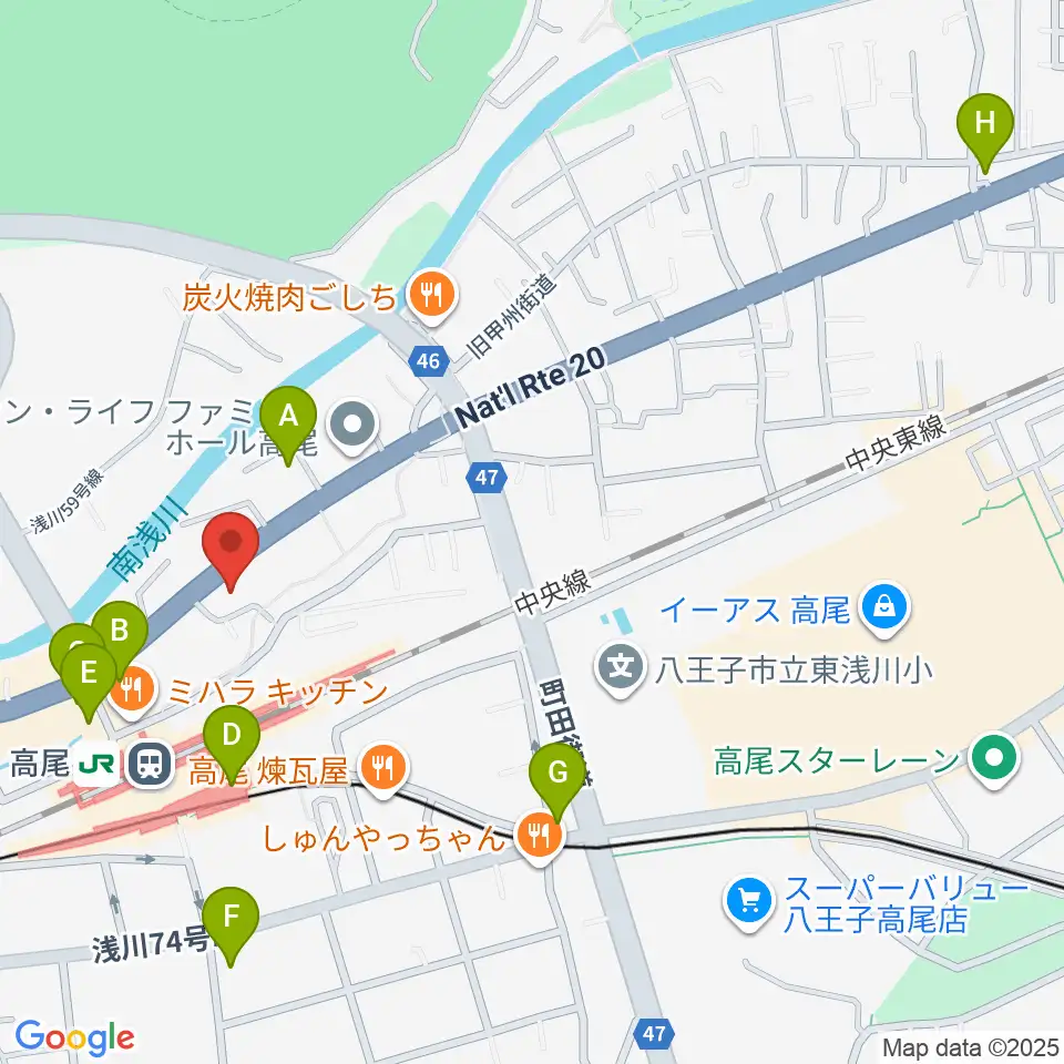 高尾みどり館 音楽教室周辺のコンビニエンスストア一覧地図