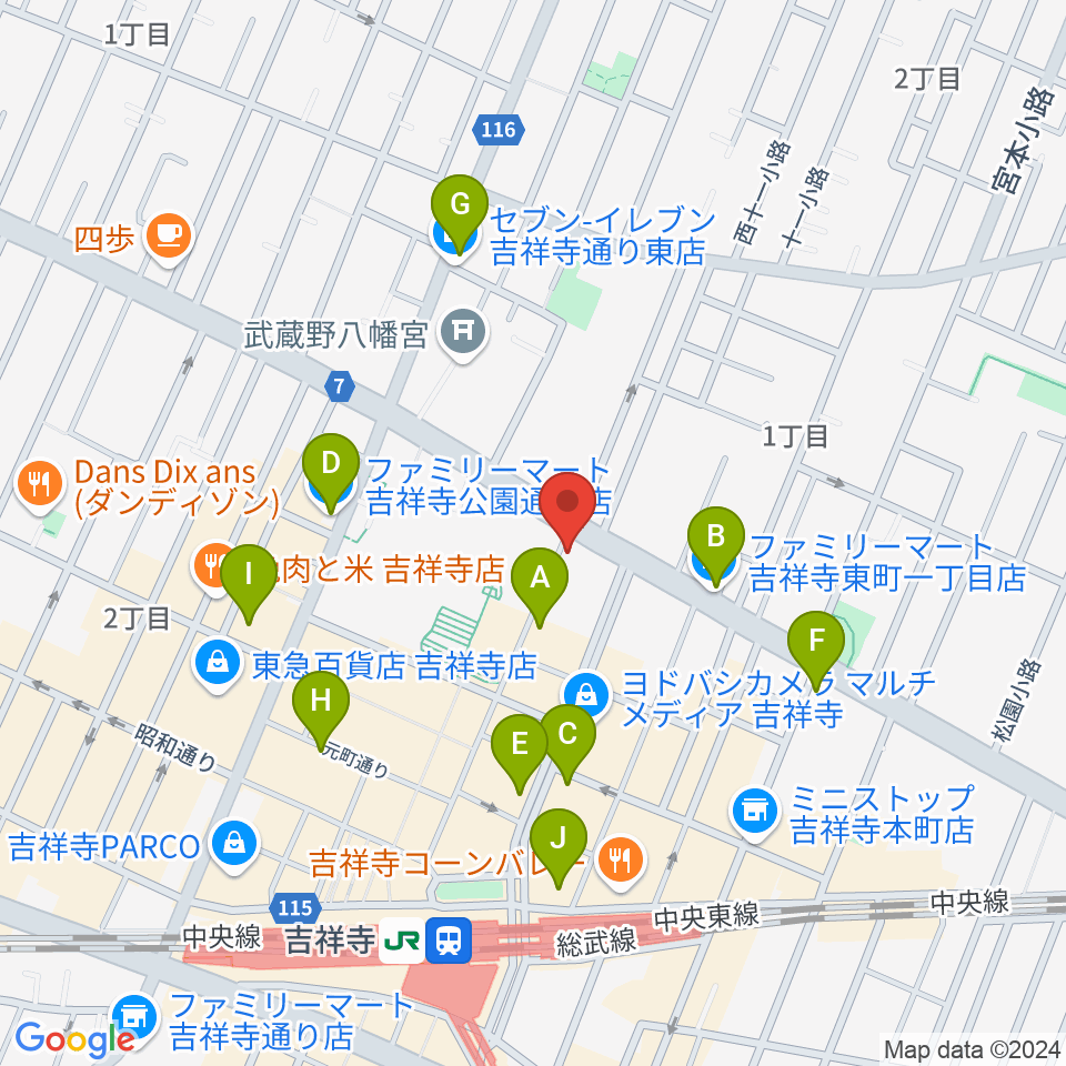 丸石楽器店周辺のコンビニエンスストア一覧地図