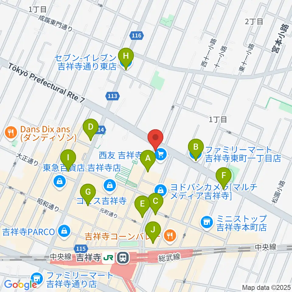 丸石楽器店周辺のコンビニエンスストア一覧地図