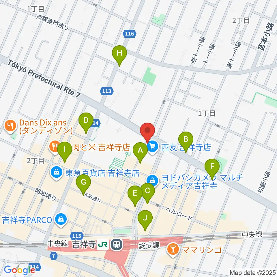 丸石楽器店周辺のコンビニエンスストア一覧地図