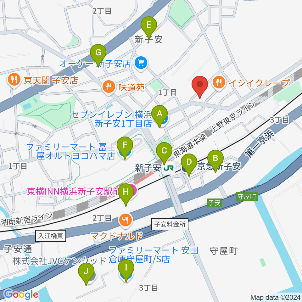 Yuki音楽教室周辺のコンビニエンスストア一覧地図