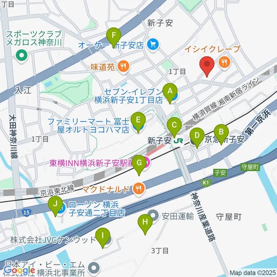 Yuki音楽教室周辺のコンビニエンスストア一覧地図