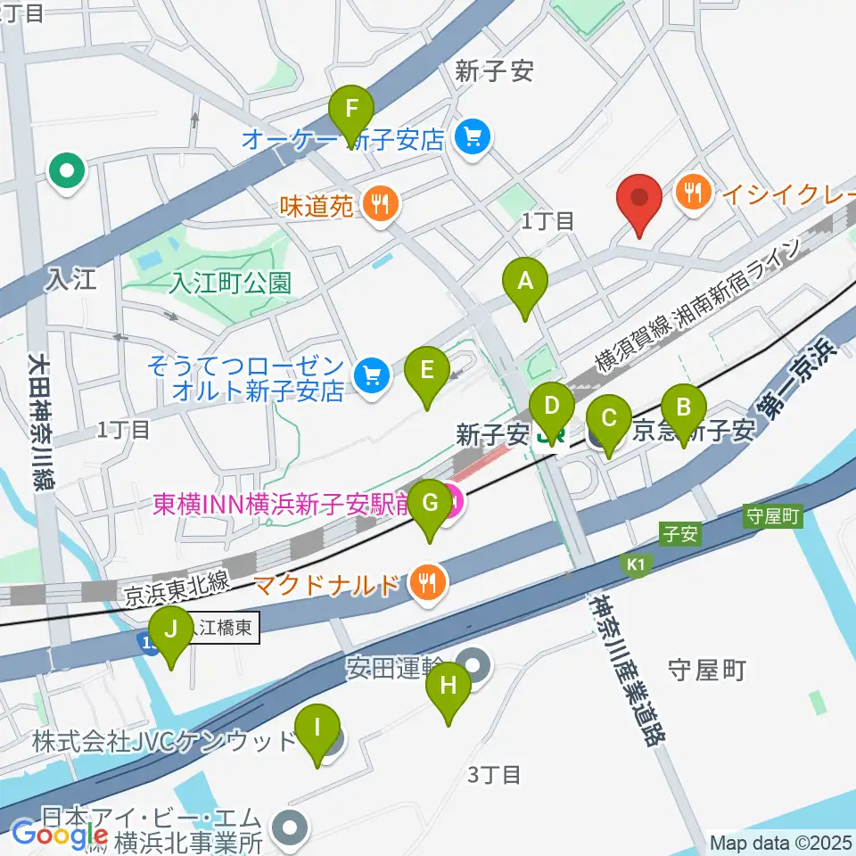 Yuki音楽教室周辺のコンビニエンスストア一覧地図