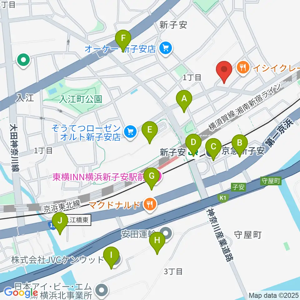 Yuki音楽教室周辺のコンビニエンスストア一覧地図