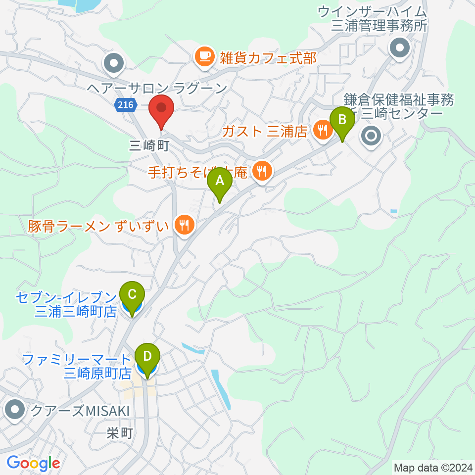 ぴよよ楽器周辺のコンビニエンスストア一覧地図