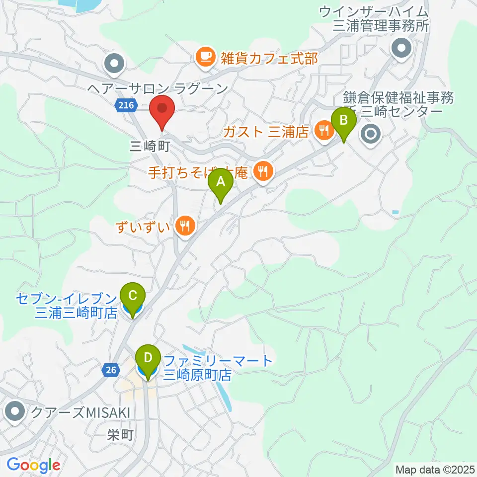 ぴよよ楽器周辺のコンビニエンスストア一覧地図