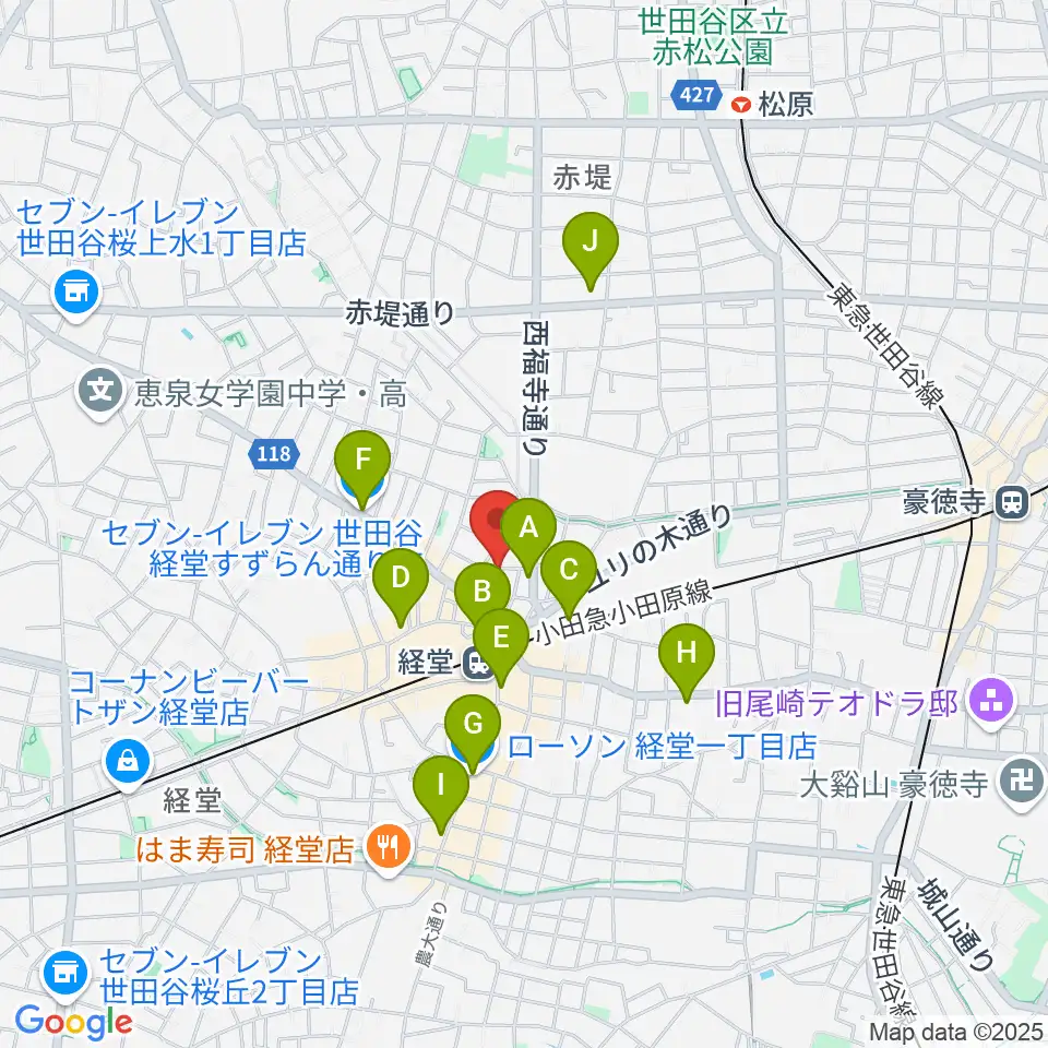三味線亀屋邦楽器周辺のコンビニエンスストア一覧地図