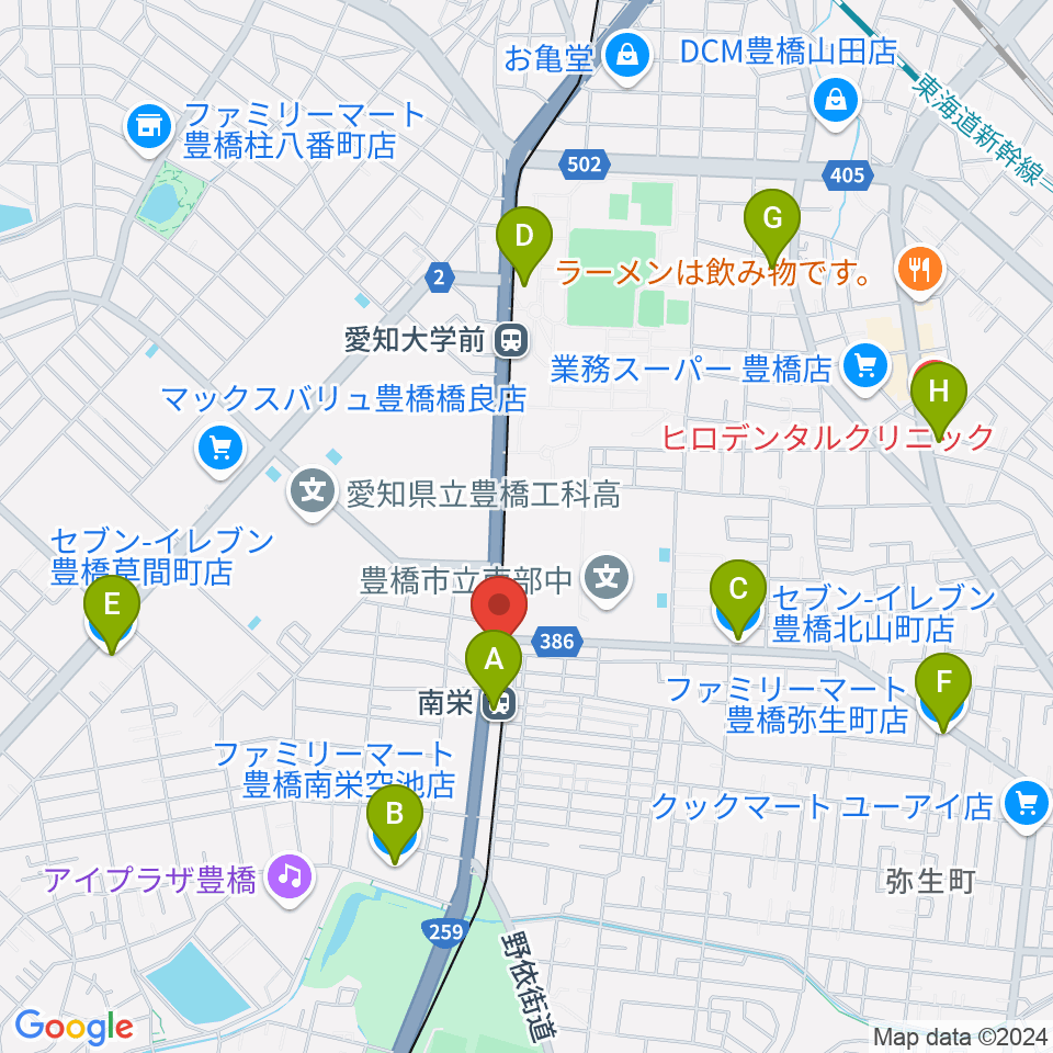 シライミュージック周辺のコンビニエンスストア一覧地図