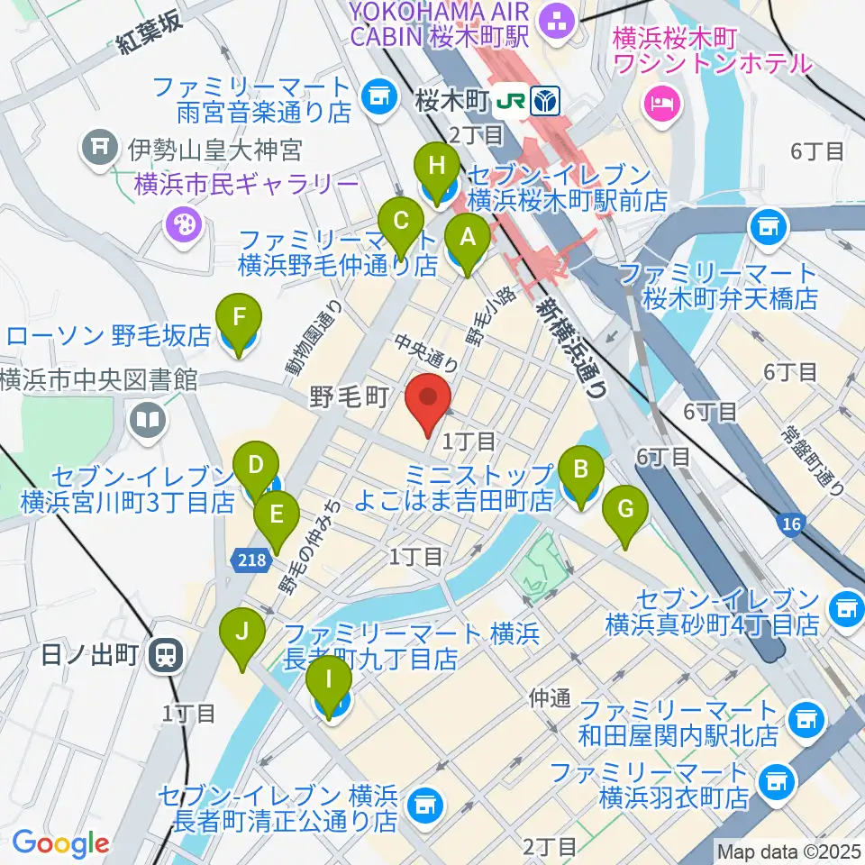 野毛Junk周辺のコンビニエンスストア一覧地図