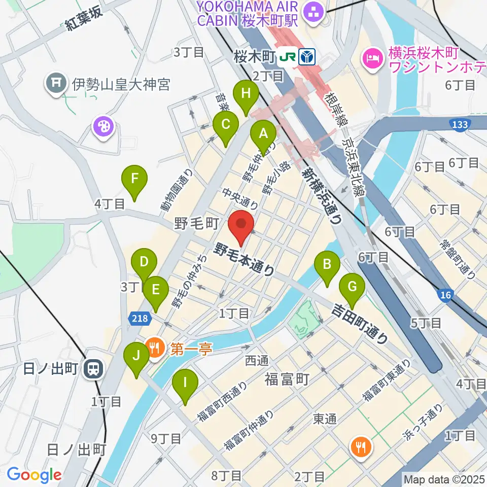 野毛Junk周辺のコンビニエンスストア一覧地図