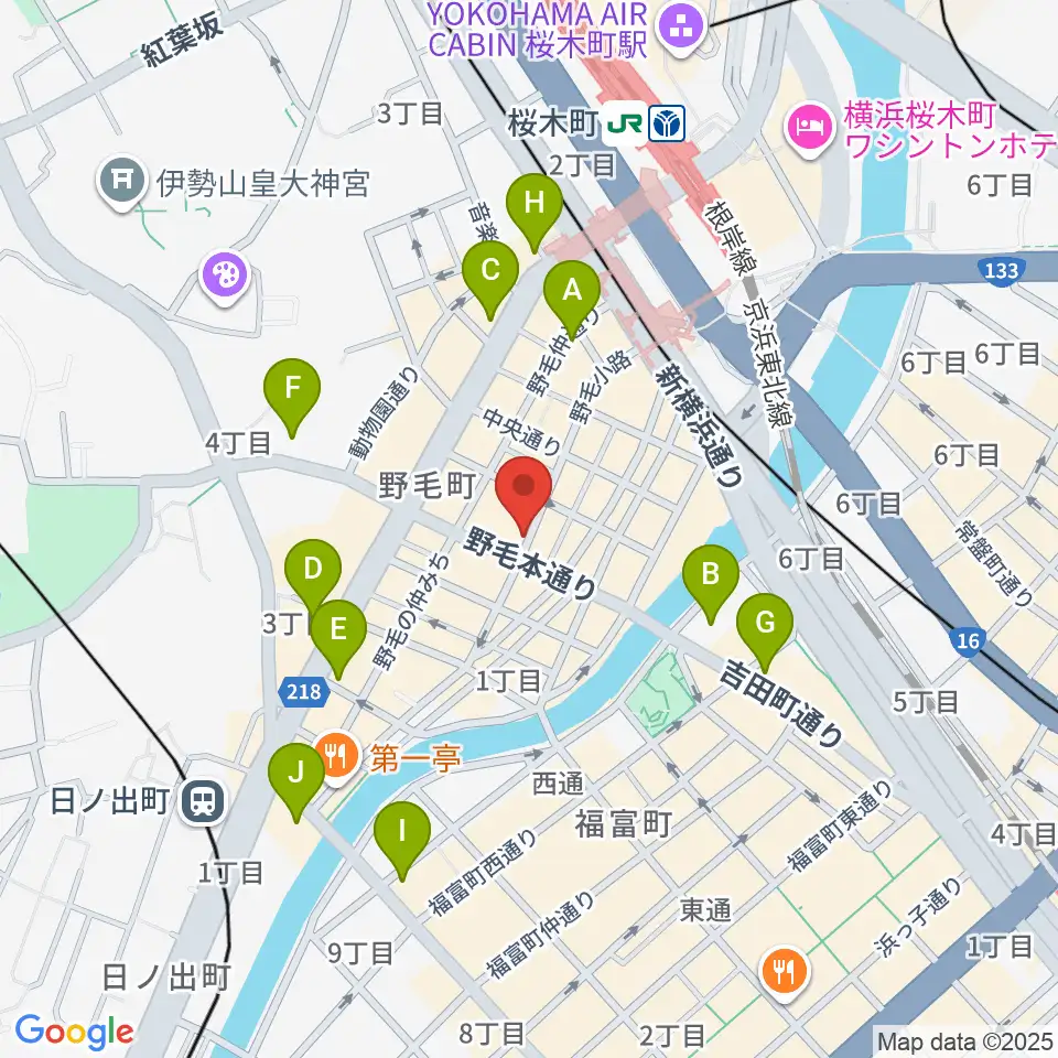 野毛Junk周辺のコンビニエンスストア一覧地図