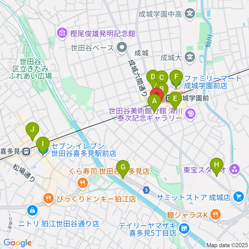 アミーズボーカルスクール成城学園前校周辺のコンビニエンスストア一覧地図