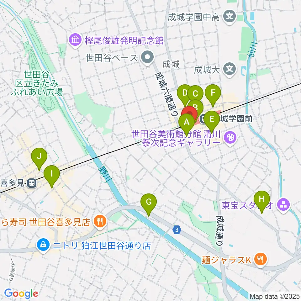 アミーズボーカルスクール成城学園前校周辺のコンビニエンスストア一覧地図
