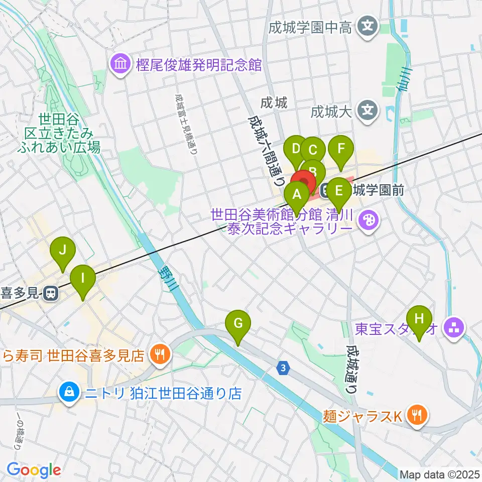 アミーズボーカルスクール成城学園前校周辺のコンビニエンスストア一覧地図