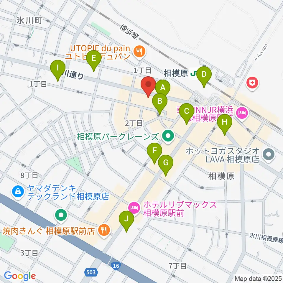 エッキミュージックサロン周辺のコンビニエンスストア一覧地図