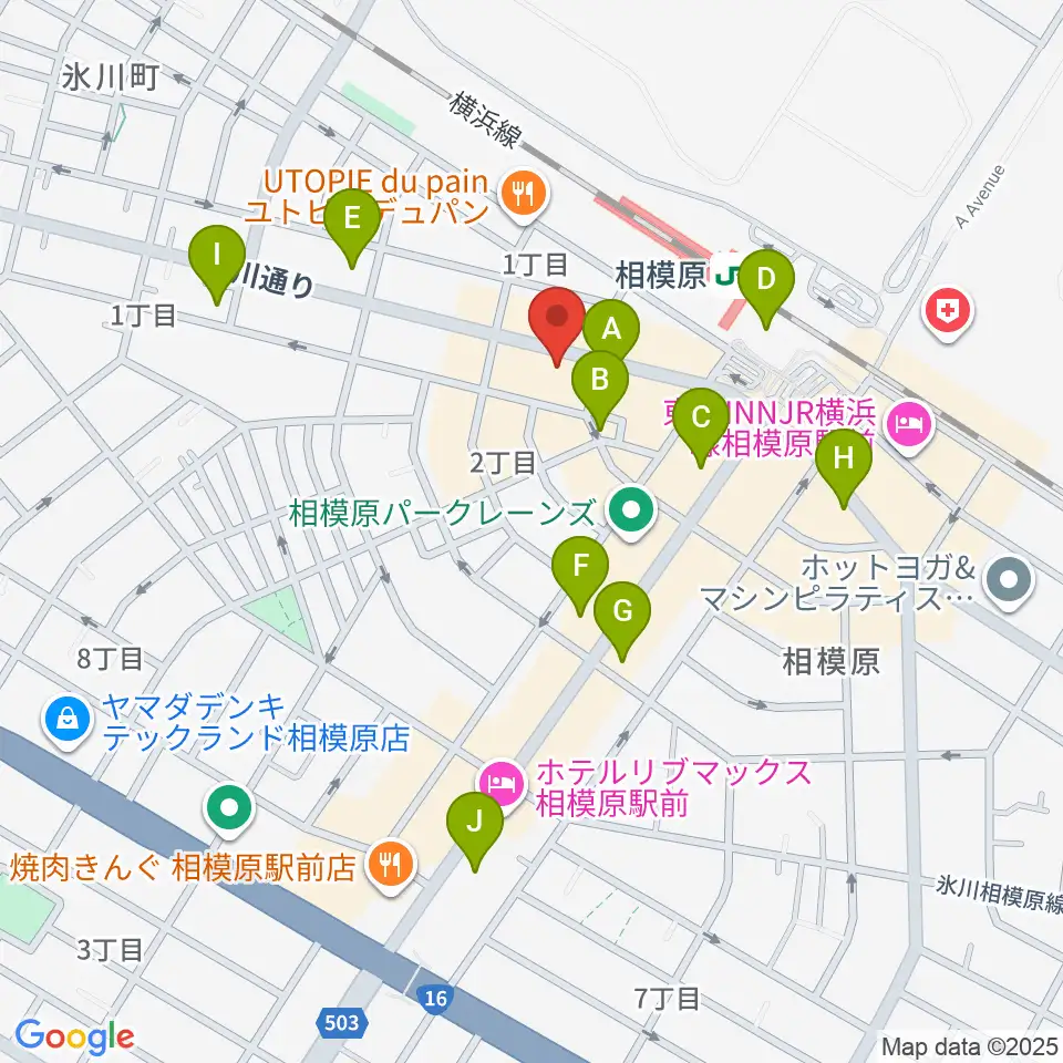 エッキミュージックサロン周辺のコンビニエンスストア一覧地図