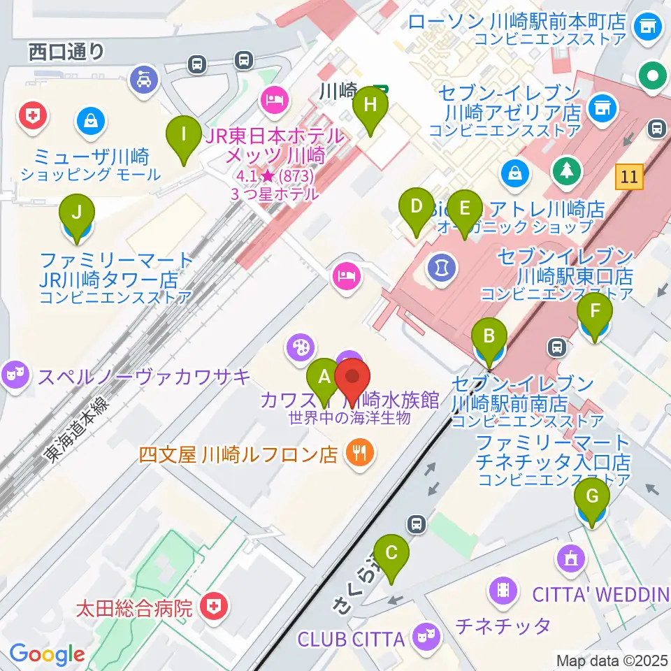 島村楽器 川崎ルフロン店周辺のコンビニエンスストア一覧地図