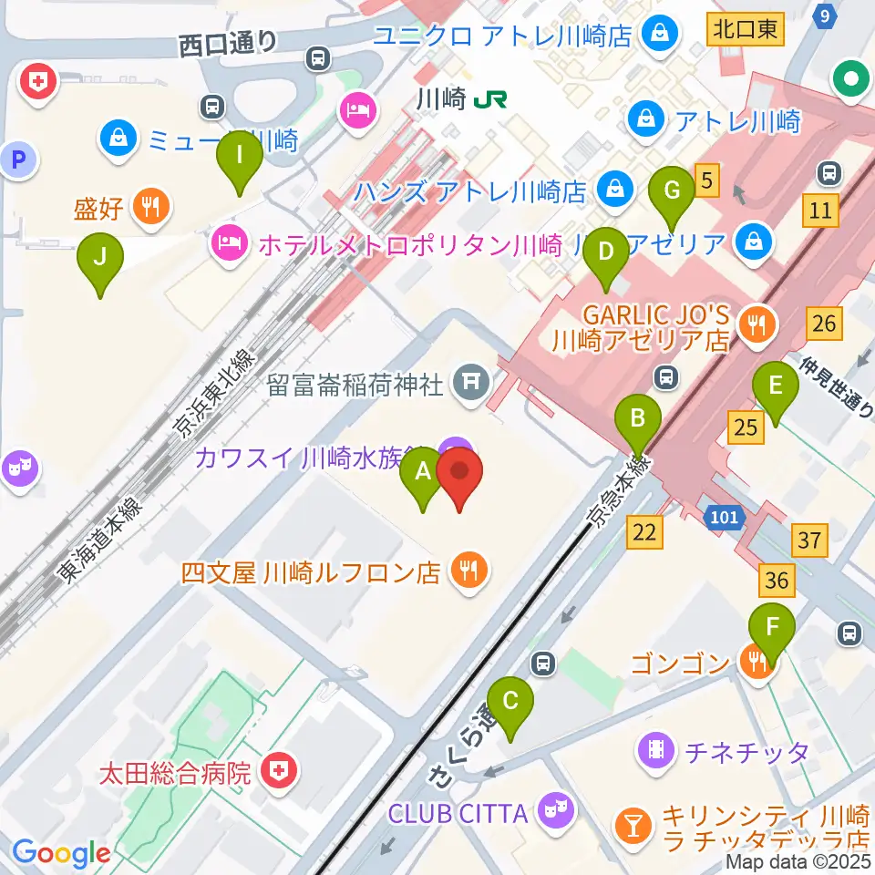 島村楽器 川崎ルフロン店周辺のコンビニエンスストア一覧地図