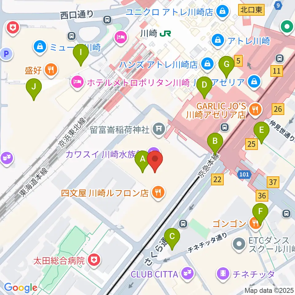 島村楽器 川崎ルフロン店周辺のコンビニエンスストア一覧地図