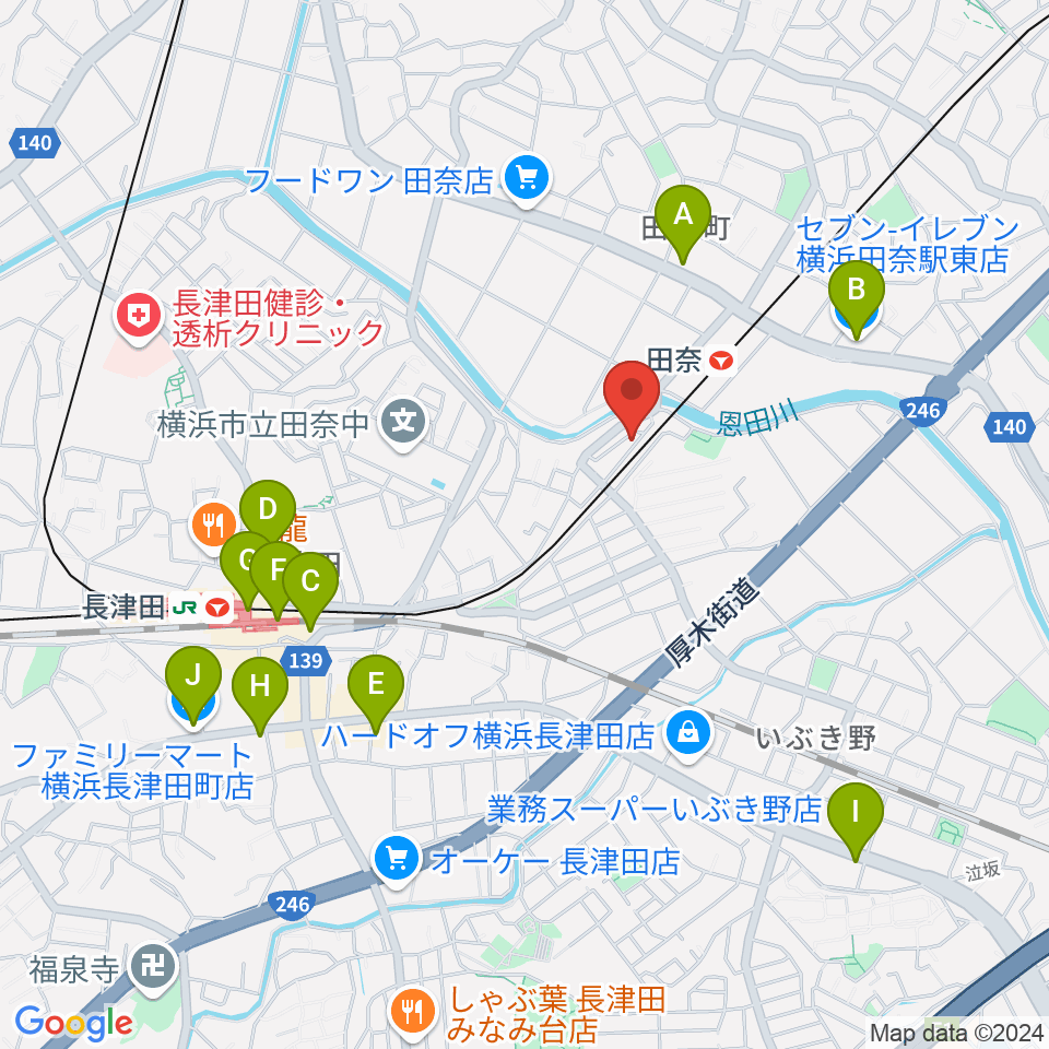 長津田音楽教室タナジアート周辺のコンビニエンスストア一覧地図