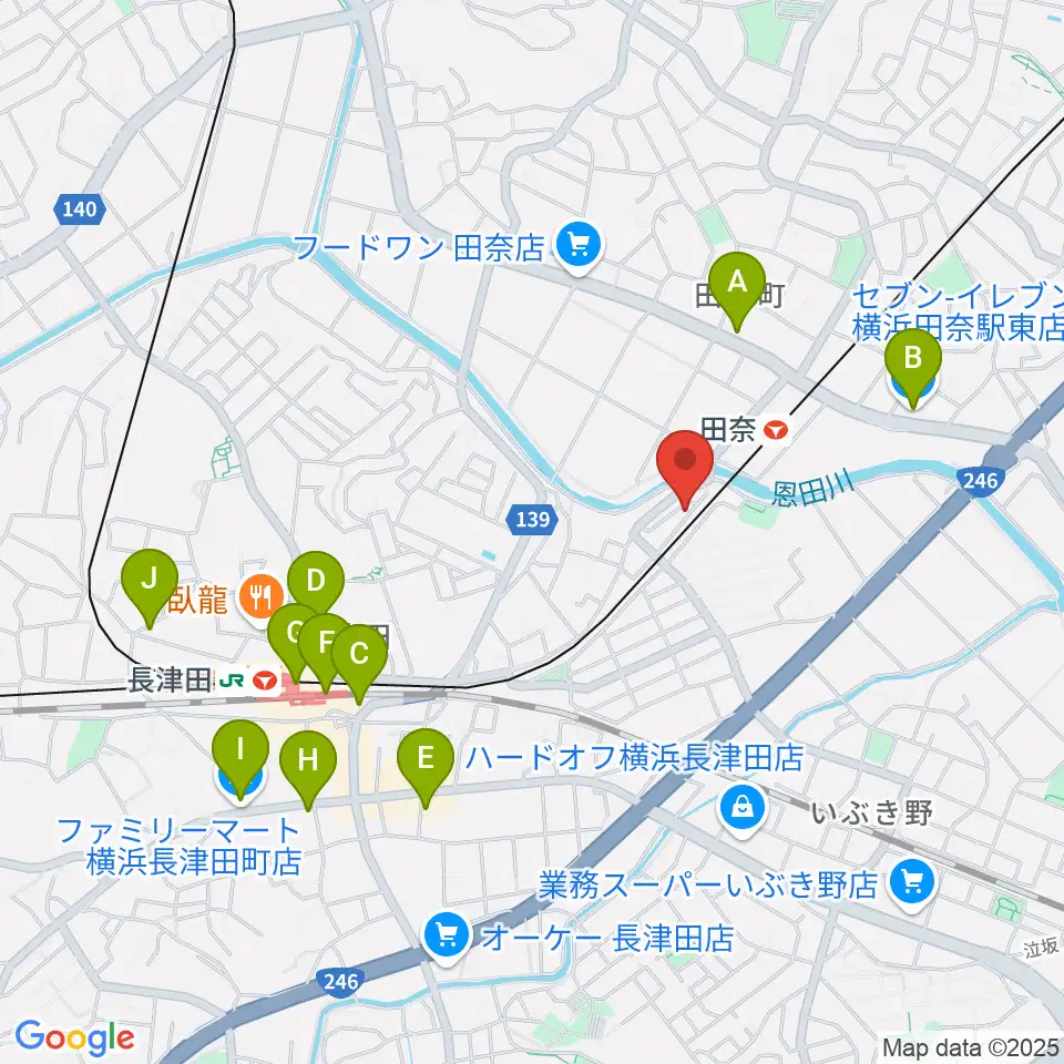 長津田音楽教室タナジアート周辺のコンビニエンスストア一覧地図