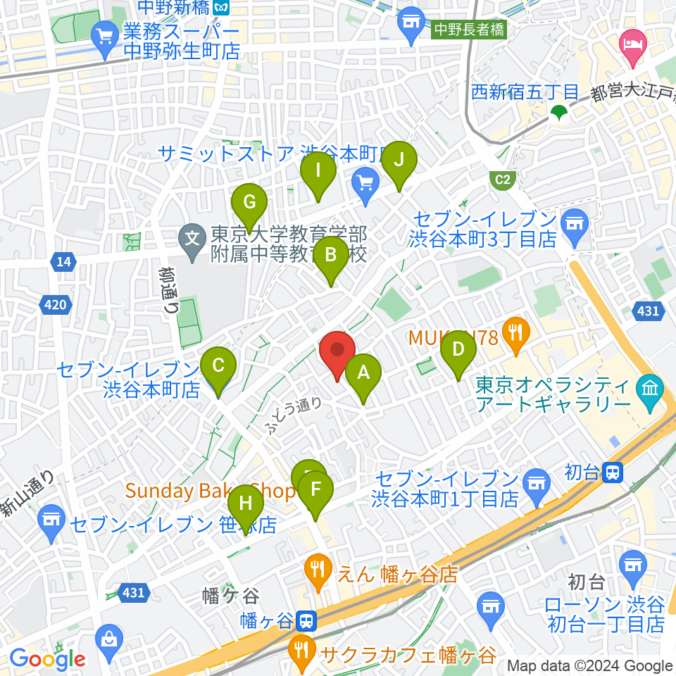 スタジオ543 初台店周辺のコンビニエンスストア一覧地図