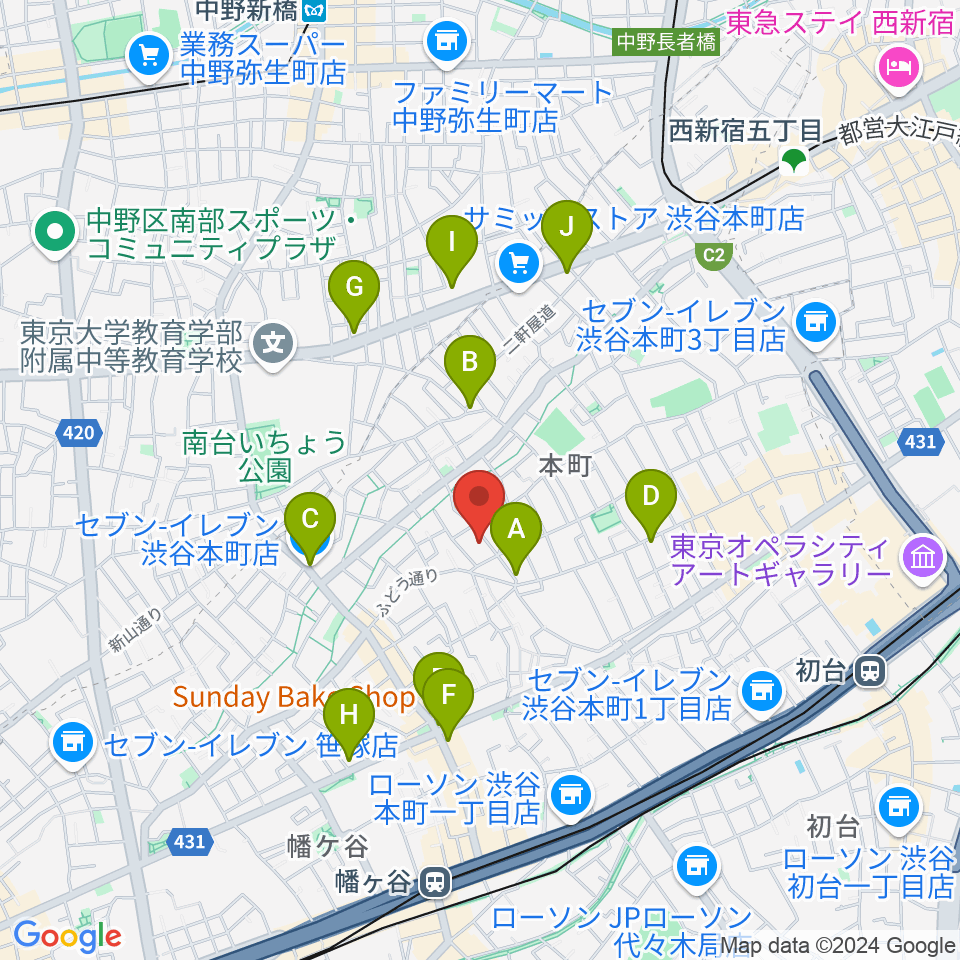 スタジオ543 初台店周辺のコンビニエンスストア一覧地図