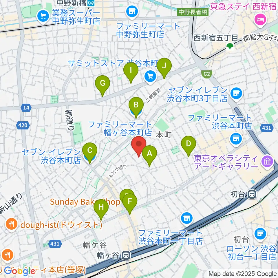 スタジオ543 初台店周辺のコンビニエンスストア一覧地図