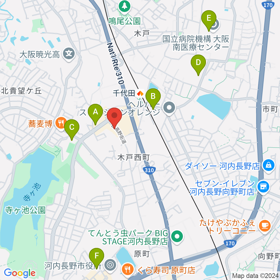 ニシバタ楽器 千代田本店周辺のコンビニエンスストア一覧地図