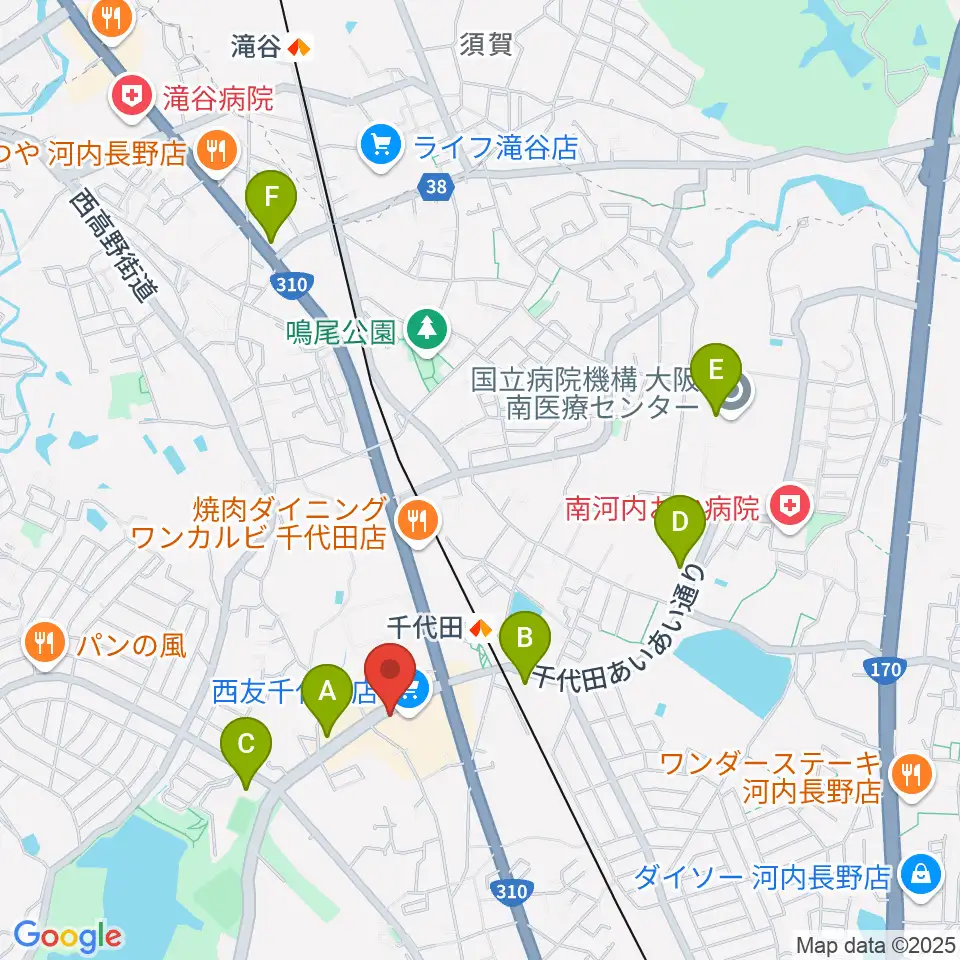 ニシバタ楽器周辺のコンビニエンスストア一覧地図