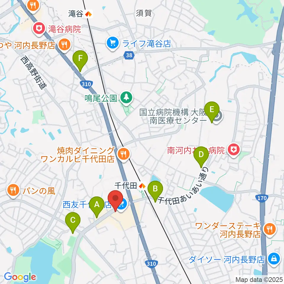 ニシバタ楽器周辺のコンビニエンスストア一覧地図