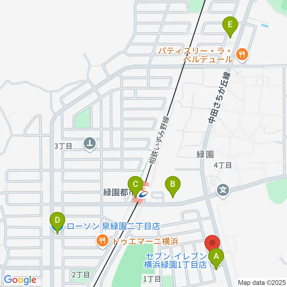 リシュモア音楽教室周辺のコンビニエンスストア一覧地図