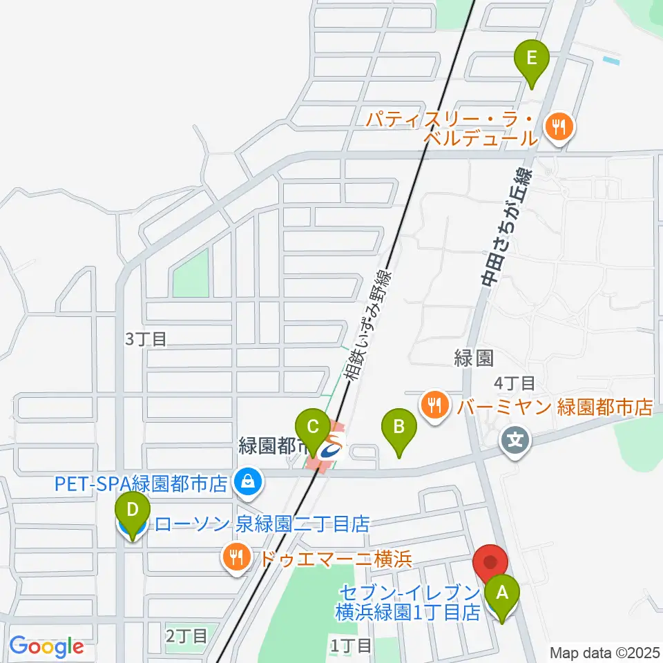 リシュモア音楽教室周辺のコンビニエンスストア一覧地図