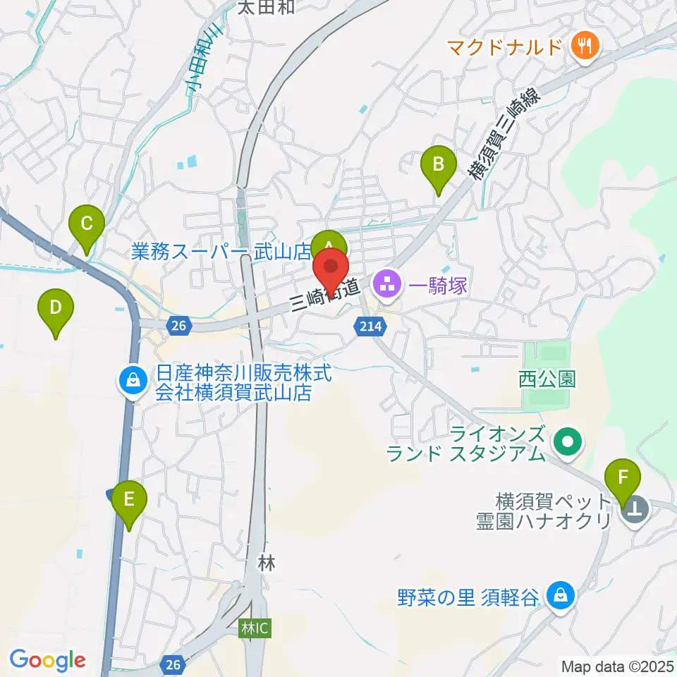 こんちぇると音楽教室周辺のコンビニエンスストア一覧地図