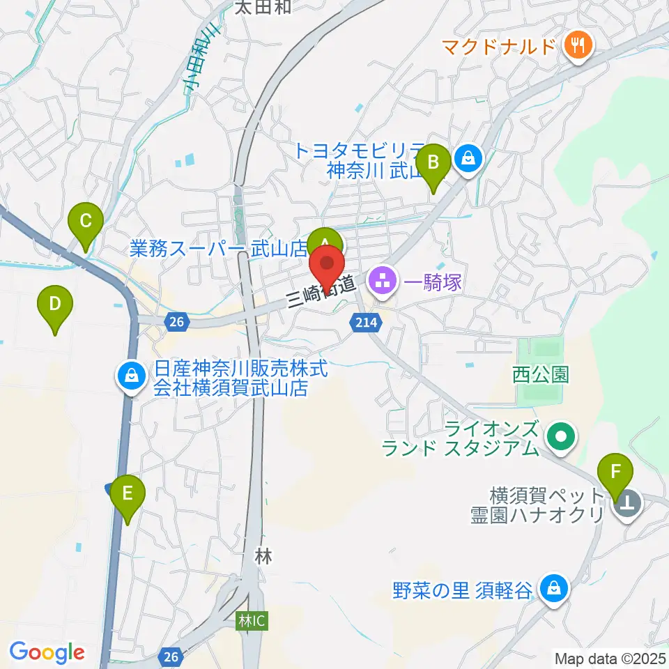 こんちぇると音楽教室周辺のコンビニエンスストア一覧地図